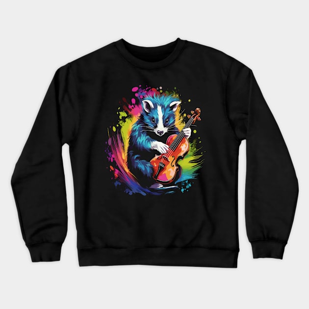 Skunk Playing Violin Crewneck Sweatshirt by JH Mart